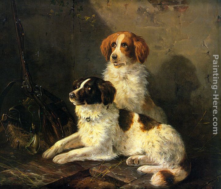 Two Spaniels Waiting for the Hunt painting - Henriette Ronner-Knip Two Spaniels Waiting for the Hunt art painting